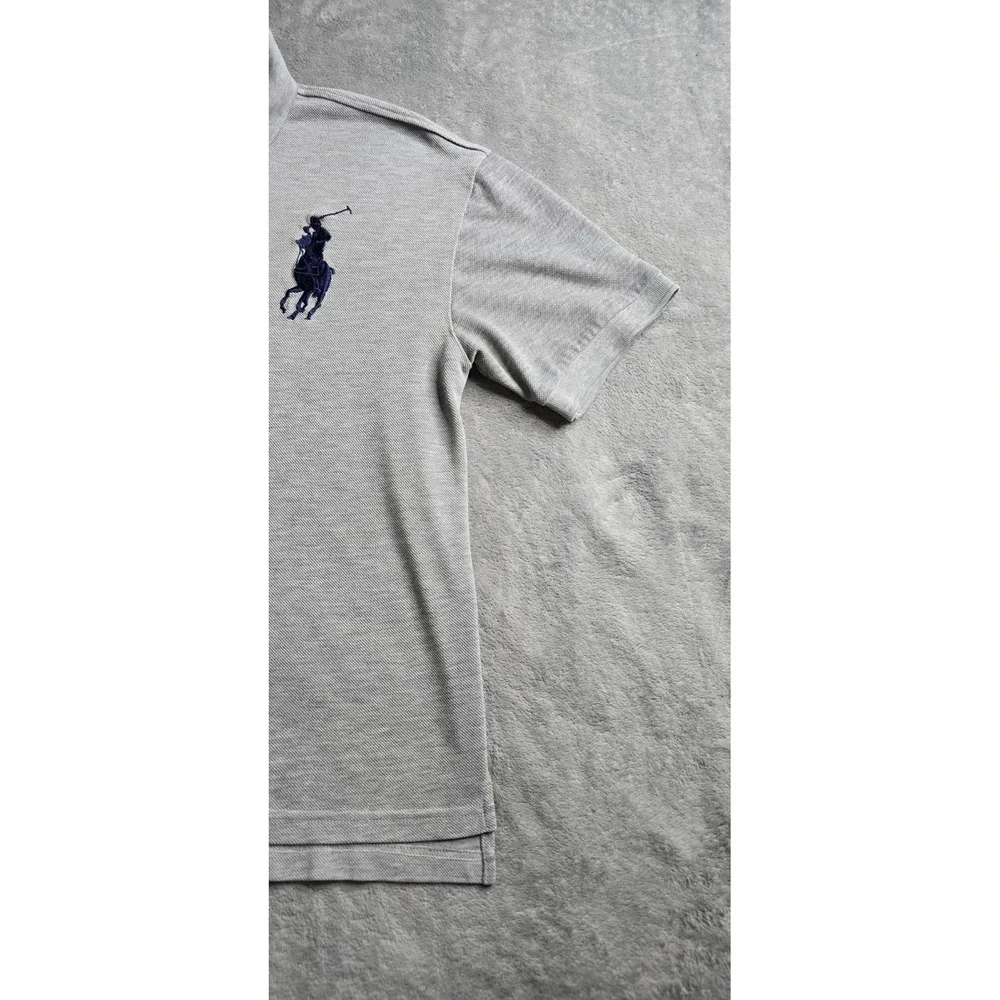 Polo Ralph Lauren Big Pony Polo Mens XL Gray Navy Pique Preppy Custom Fit